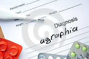 Diagnosis Agraphia and tablets.