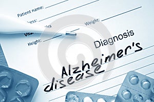 Diagnosis Alzheimers disease and tablets.