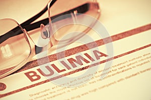Diagnosis - Bulimia. Medicine Concept. 3D Illustration. photo