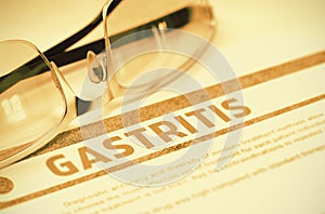 Diagnosis - Gastritis. Medicine Concept. 3D Illustration.