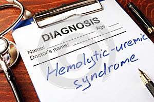 Diagnosis Hemolytic-uremic syndrome HUS.