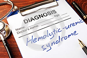 Diagnosis Hemolytic-uremic syndrome HUS. photo