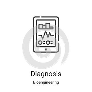 diagnosis icon vector from bioengineering collection. Thin line diagnosis outline icon vector illustration. Linear symbol for use