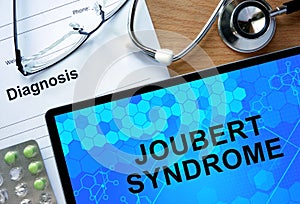 Diagnosis Joubert syndrome and stethoscope.