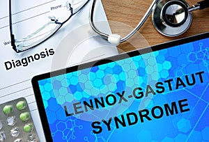 Diagnosis Lennox-Gastaut syndrome and stethoscope. photo