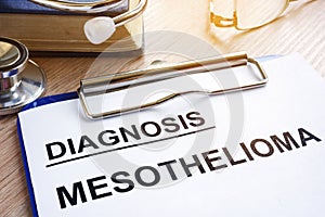 Diagnosis Mesothelioma and stethoscope. photo