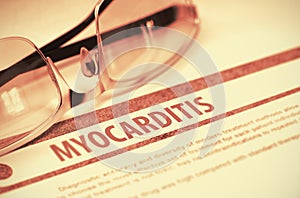 Diagnosis - Myocarditis. Medicine Concept. 3D Illustration. photo