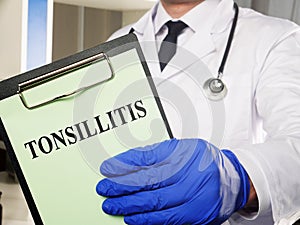 Diagnosis Tonsillitis and Adenoiditis on the sheet photo