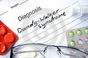Diagnostic form with diagnosis Dandy-Walker syndrome. photo