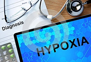 Diagnostic form with diagnosis Hypoxia.