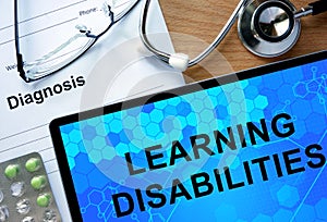 Diagnostic form with diagnosis Learning disabilities.