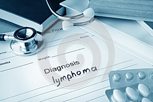 Diagnostic form with diagnosis lymphoma.