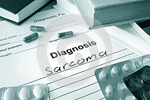 Diagnostic form with diagnosis sarcoma.