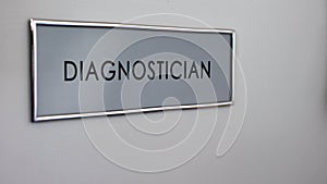 Diagnostician office door desk, visit to clinic, doctor consultation, health