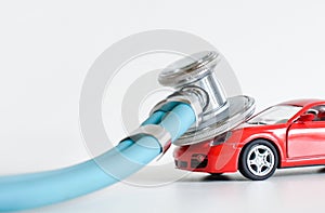 Diagnostics and car repair, stethoscope, inspection, repair and maintenance