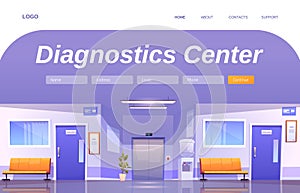 Diagnostics center cartoon landing page, clinic