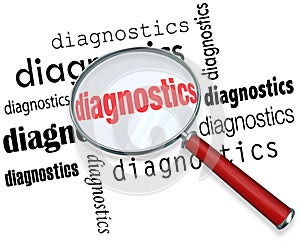 Diagnostics Word Magnifying Glass Finding Solution Problem Data