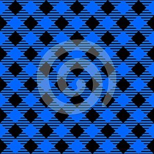 Diagonal buffalo plaid pattern, Checkered blue background. Tartan seamless pattern vector illustration