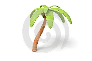 Diagonal cartoon 3D palm tree on white