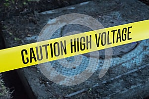 Diagonal caution high voltage tape