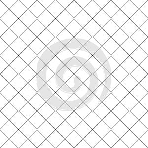 Diagonal cross line grid seamless pattern. Geometric diamond texture. Black diagonal line mesh on white background