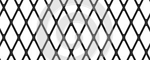 Diagonal cross line grid seamless pattern. Geometric diamond texture. Black diagonal line mesh on white background