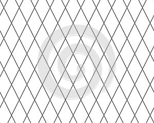 Diagonal cross line grid seamless pattern. Geometric diamond texture. Black diagonal line mesh on white background