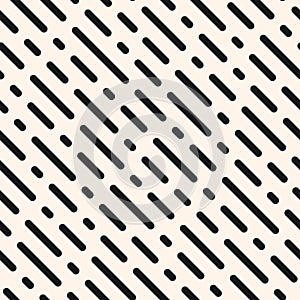 Diagonal dash line pattern. Vector geometric black and white seamless texture