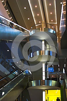 Diagonal escalators stairway photo