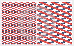 Diagonal Grid with Red and Blue Stripes Isolated on a White Backgroud.