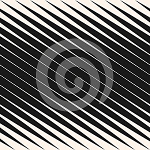 Diagonal halftone stripes seamless pattern, vector slanted parallel lines. Black and white design element