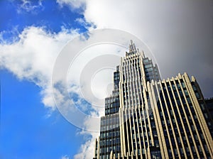 Diagonal Moscow skyscraper background