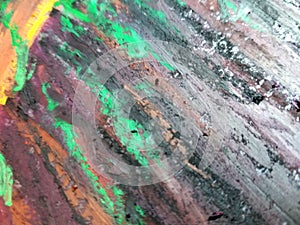 Diagonal Oil Pastel Paint Detail in Purple, Brown, Black, Green