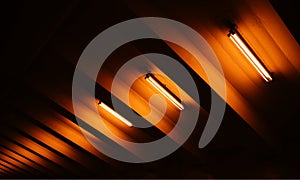 Diagonal orange tilted led lamps background