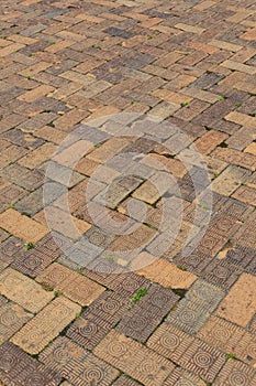 Diagonal pattern background of decorative brick pavers