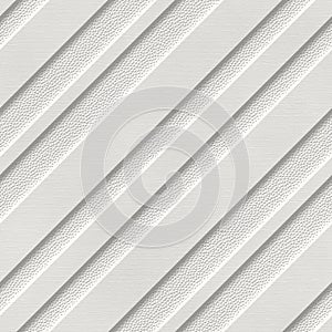 Diagonal stripes pattern on carved grunge background seamless texture, patchwork pattern, white paper, 3d illustration