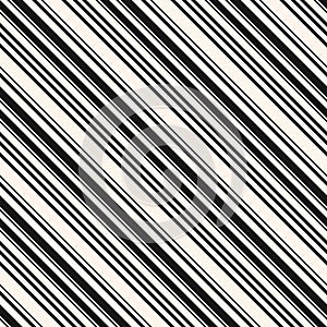 Diagonal stripes seamless pattern. Simple black and white vector lines texture