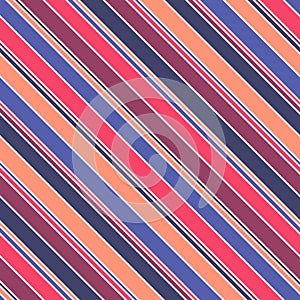 Diagonal stripes seamless pattern. Simple vector colorful lines background