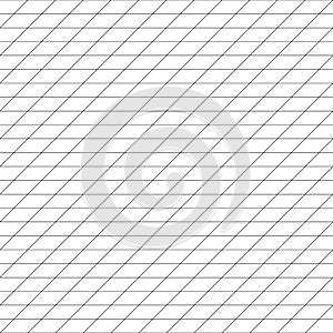 Diagonal, tilt, lean units grid, mesh, grating. Regular angle lines lattice pattern. Plotting, drafting, graph paper seamless