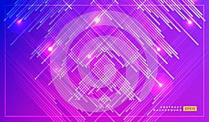 Diagonal vector lines falling with glowing light illustration. Space and stars on dark purple background. Beautiful magic backdrop