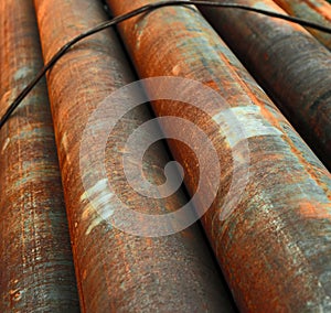 Diagonal View Of Rusty Pipes