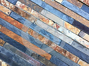 A diagonal view of a slate wall