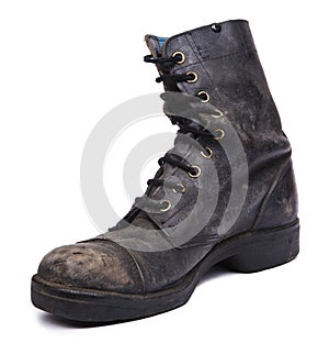 Isolated Used Army Boot - Inner Diagonal