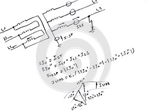 Diagram with analysis of network short circuit