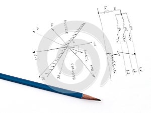 Diagram with analysis of network short circuit