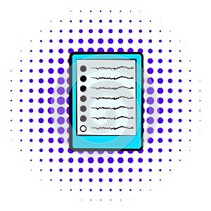 Diagram of brain activity icon, comics style