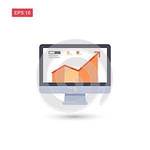 Diagram business performace in pc monitor computer isolated