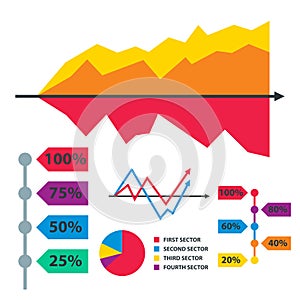 Diagram chart graph elements vector business infographic flow sheet data template arrows and circle progress