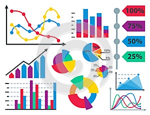 Diagram chart graph elements vector business infographic flow sheet data template arrows and circle progress