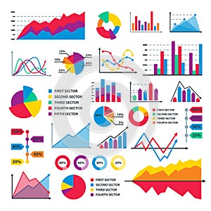 Diagram chart graph elements vector business infographic flow sheet diagram data template